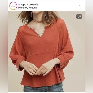 Anthropologie top Embroidered Blouse burnt Maeve pilcro free people shirt medium